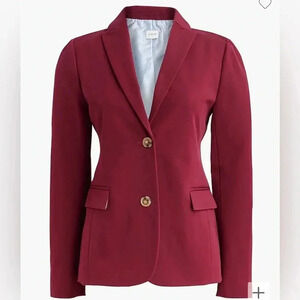 J Crew Blazer Burgundy Wine Red Two Button NWT Women’s Size 24 Cotton Blend